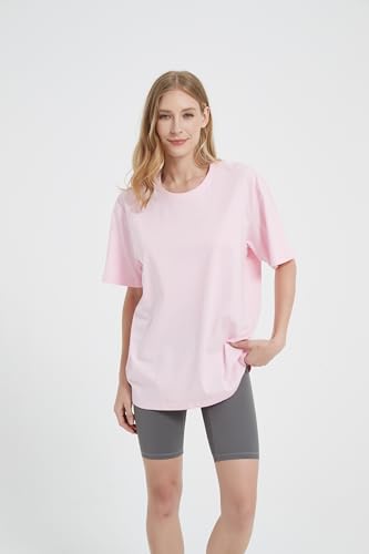 Womens Oversized Boyfriend Tee Shirts Short Sleeve Trendy Crew Neck Loose Workout Tee Casual Summer Tops Cotton4