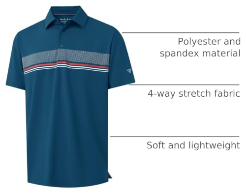 Camiseta polo para hombre M MAELREG, manga corta, con estampado en el pecho y diseño de rayas, tejido transpirable y ajuste seco miniatura 4