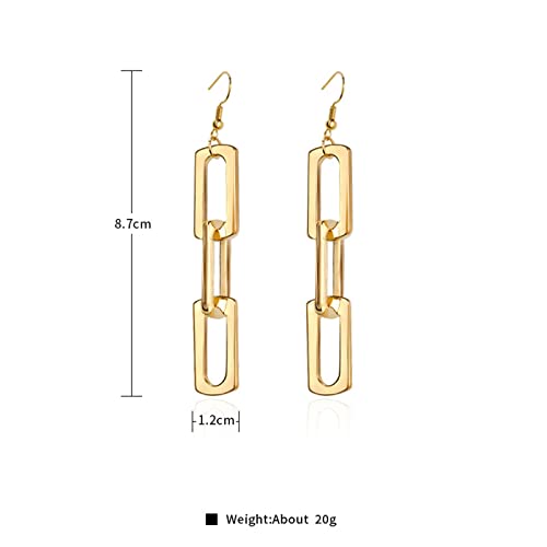 MALOYANVE Rectangle Link Chain Earrings for Women Unique Minimalist Gold Silver Plated Vertical Geometric Rectangle Dangle Drop Statement Earrings Dainty Jewelry4