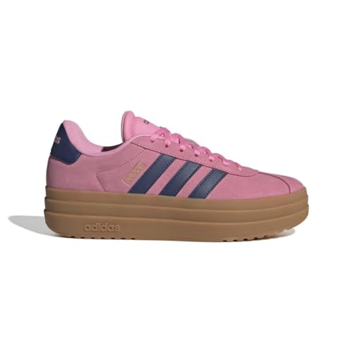 Image of adidas Womens Vl Court Bold Lace Up Sneakers Shoes Casual - Pink