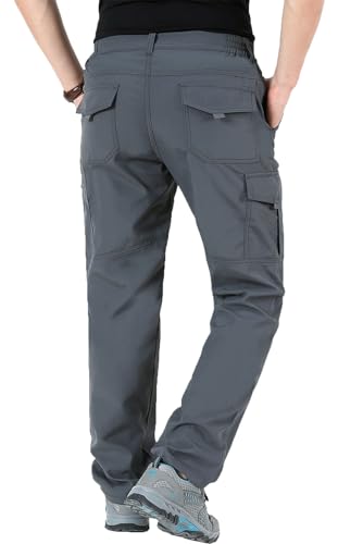 Aotoyou Wanderhose Herren Hose Wasserdicht Cargohose Schnelltrocknend Outdoorhose Softshellhose Trekkinghose Funktionshose Männer mit 6 Taschen, Grau XXL