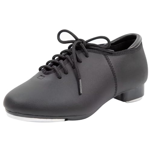 ARCLIBER Lace Up Tap Shoes PU Leather Tap Dance Shoes for Women and Men Size 6.5 Black