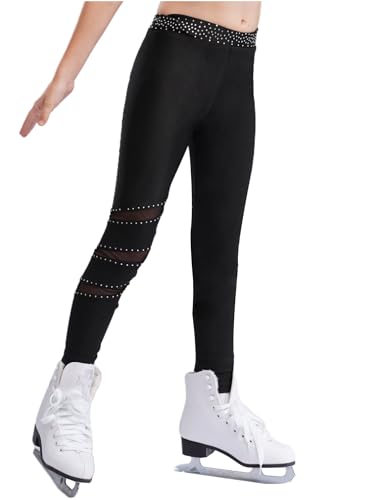 Kids Girls Figure Ice Skating Pants Rhinestones Ballet Dance Tights Leggings Yoga Pants2