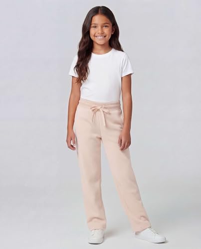 Image of Real Essentials 3 Pack: Girls' Fleece Open Bottom Soft Athletic Performance Casual Sweatpants(Ages 7-16)