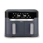 Moulinex Dual Easy Fry XXL, Friggitrice ad Aria 11 Litri, Doppio Cestello Antiaderente Lavabile in Lavastoviglie, Basso Consumo Energetico, 7 Modalità, App Ricette, Colore Java Pepper, EZ942B
