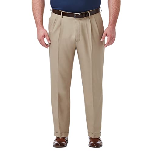 Amazon.ca: Haggar Men's Premium Comfort Dress Pant - Classic Fit, Pleated, Medium Khaki - B&T, 46x29