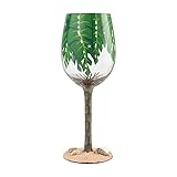 Enesco Designs by Lolita Palm Tree Artisan Wine Glass, 1 Count (Pack of 1), Multicolor