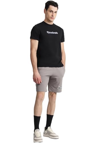 Image of Reebok Men's Cotton-Lycra Blend T-Shirt - 4-Way Stretch Smooth Smooth Round Neck Half Sleeve Tee for Men | Casual Tshirt for Men Stretchable Tshirt