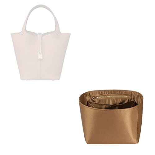 ZTUJO Organizador de Bolsa Luxuoso, Saco de Picotina com 18 Bolsos, Bege, para Hermes Picotin 18