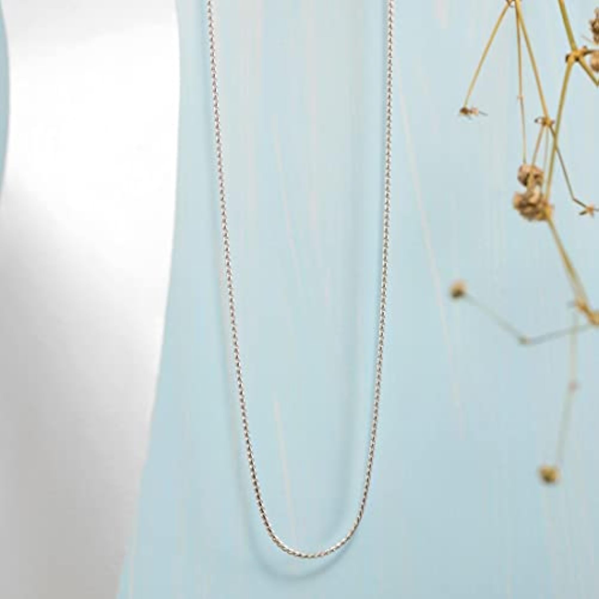 925 Sterling Silver Twisted Rhodium Plated Adjustable Chain Necklace
