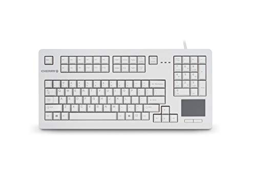 Cherry Kompakte QWERTY Mechanische USB Tastatur mit Touchpad, TouchBoard 104 Tasten, 16 Zoll breit, robuste Bauweise, G80-11900LUMEU-0