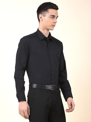 Image of Cantabil Formal Shirt for Men | Breathable & Soft with Color Fastness Regular Cotton Fabric Solid Pattern (P MSHF00364H)
