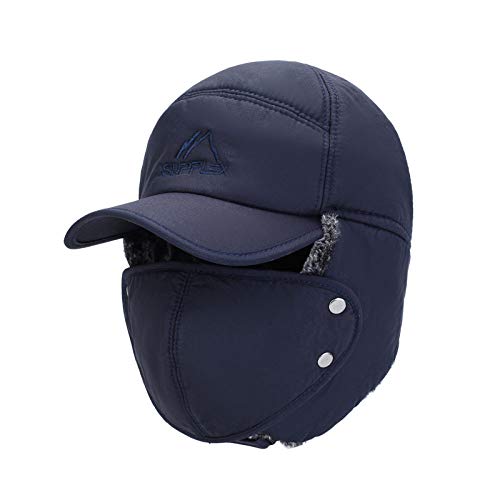 Chapeau aviateur homme en coton doublé noir pour l'hiver