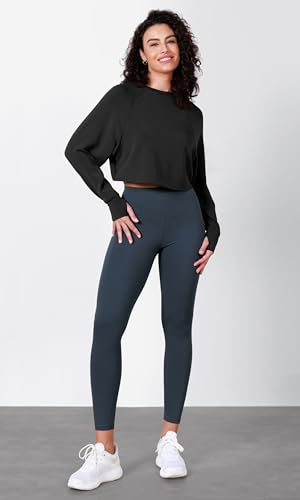 ODODOS Modal Soft Long Sleeve Cropped Sweatshirts with Thumb Hole for Women Crew Neck Pullover Crop Top4