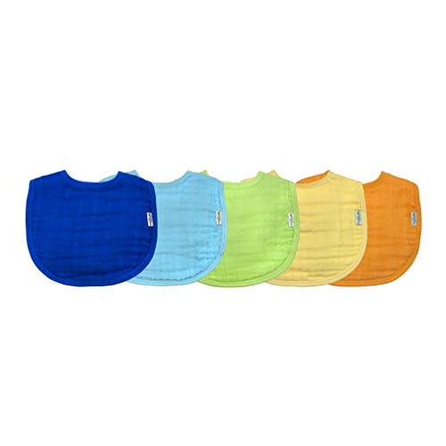 Image of green sprouts Muslin Bibs made from Organic Cotton (5 pack)| 4 absorbent layers protect from sniffles, drips, & drools | 100% Organic cotton muslin, Adjustable snap closure, Machine washable
