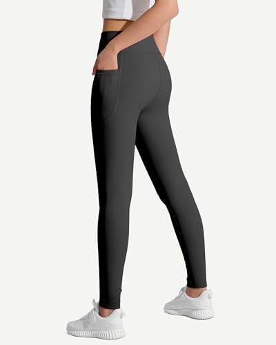 Image of JOCMIC Girls Athletic Leggings High Waist for Kids Yoga Dance Gym Pants with Pocket