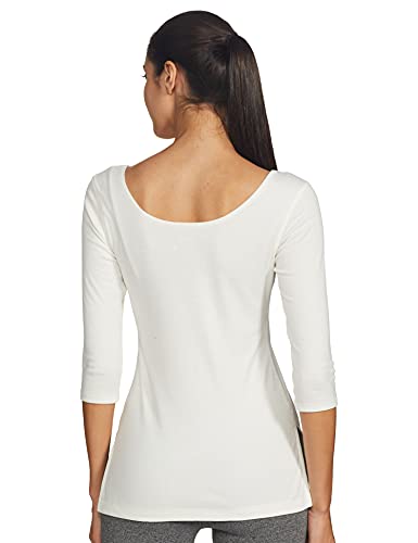 Van Heusen Cotton Women Anti Bacterial 3/4Th Sleeve Thermal Vest - Regular Fit Round Neck, Super Soft_77402_Ivory_XL - Image 2 thumbnail