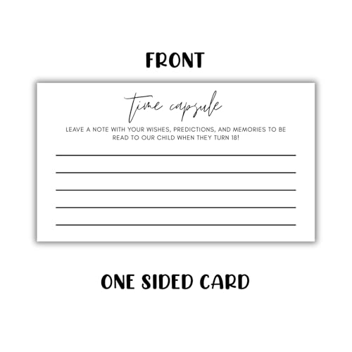 Image of Baby Shower Time Capsule Card 50pk 2x3.5 inch Blank Fill In Note Card for Box Kit Game Advice for New Moms Gift Tags Belly Raffle
