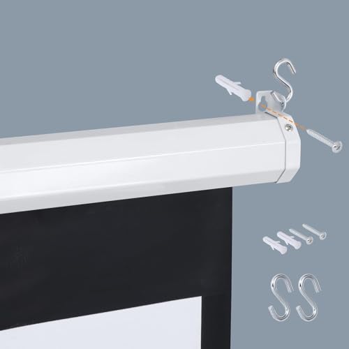 Image of BIG VUE Manual Pull Down Projector Screen, High Gain White Fabric Insta Lock - Auto Lock Projection Screen for Classroom, Home Theatre or Office (84 Inch, 4:3 Aspect Ratio)