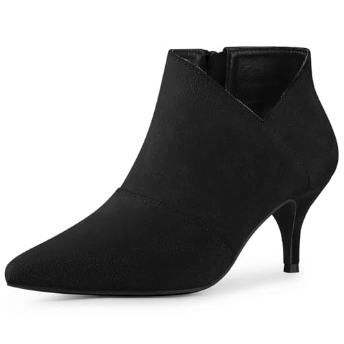 Perphy Pointed Toe Cutout Kitten Heel Ankle Booties for Women