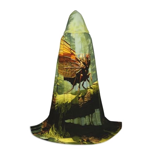 WBQLSL Cape de cosplay à capuche | Sauterelle sur une branche S impression – Accessoire de costume de scène de jeu de rôle