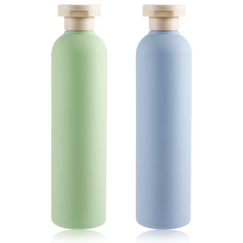 TIESOME 2Pcs 260ml Squeeze Bottles, Refillable Travel Containers Large Empty Dispensing Bottles with Disc Top Flip Cap Portable Leak Proof Bottle for Shampoo, Creams, Lotion, Conditioner