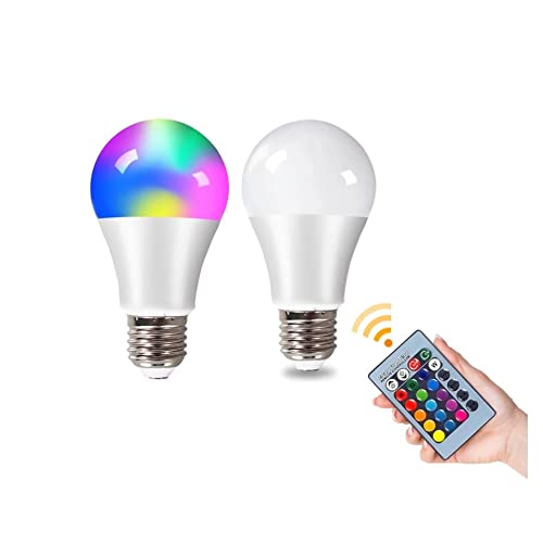 RTQAZWSXE, Paquete de 1 bombilla LED de noche de 5 W/10 W/15 W, E27, CA 85-265 V, RGB, decorativa, con control remoto de 24 teclas, iluminación de ambiente colorido(5W RGB)