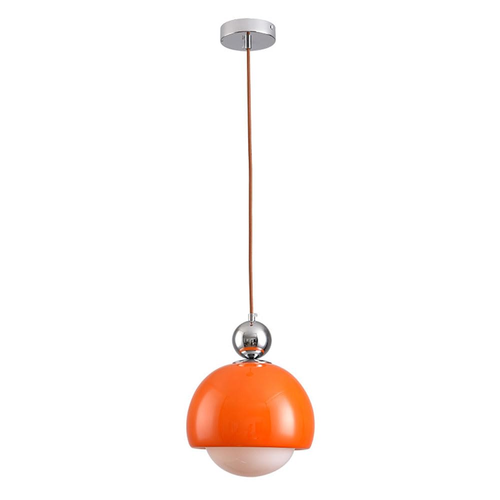 Lámpara colgante de cristal naranja vintage y rústica para isla de cocina