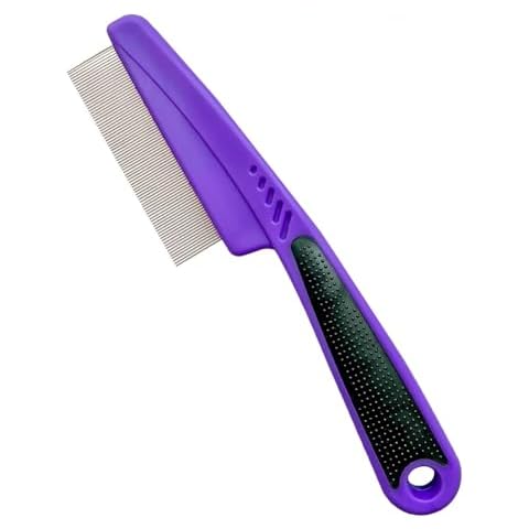 Yumflan Flea Comb with Rubber Handle, Flea and Tick Comb for Dogs & Cats, Fine Tooth Dog Comb for Grooming (Purple) Cover