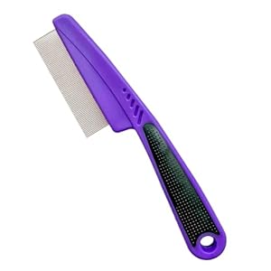Yumflan Flea Comb with Rubber Handle, Flea and Tick Comb for Dogs & Cats, Fine Tooth Dog Comb for Grooming (Purple) Yumflan Flea Comb with Rubber Handle Flea and Tick Comb for Dogs Cats Fine Tooth Dog Comb for Grooming Purple