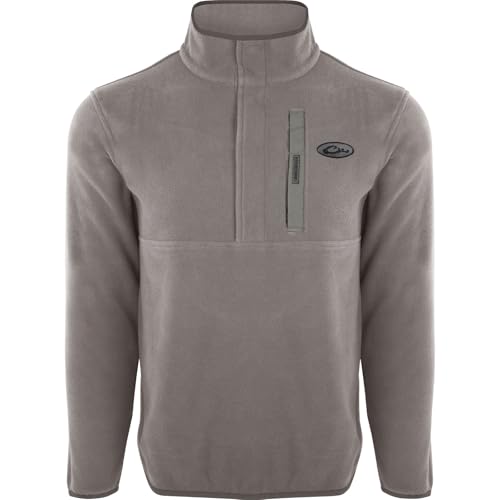 Image of Drake Waterfowl Men's Camp 2.0 Fleece Pullover | Hunting Anti-Pill Moisture Wicking 1 /4 Neck Snap Sweater with Chest Pocket