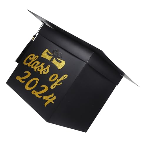 CAXUSD Graduation Card Box for Party Decorative Box Graduation Cap Shape Black