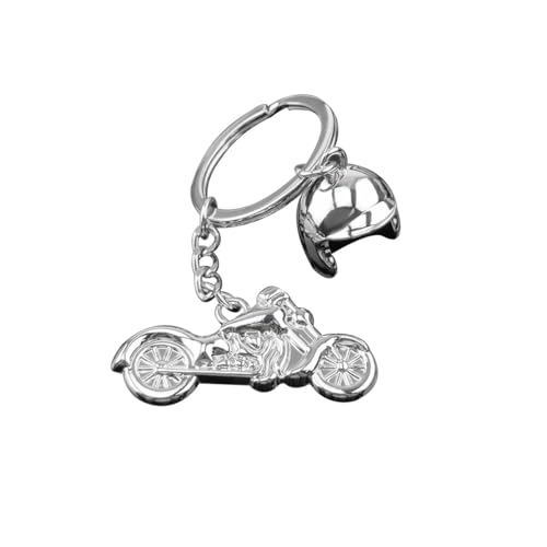 Riven Porte-clés casque de moto en métal argenté pour sacs, clés, sangles de téléphone portable