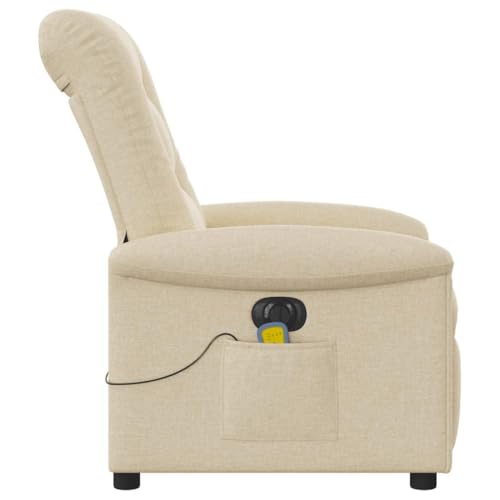 vidaXL Massagesessel Elektrisch Creme Stoff – Bild 7