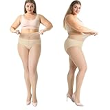 MANZI 4 Pairs Plus Size Pantyhose for Women 20 Denier Sheer Stocking(Nude,3X-Large)