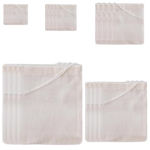 WYAN 20 Pcs Bolsa Muselina de Algodón, cocinar bolsas de algodón natural, Reutilizable Bolsas de Algodón con Cordón Para Secos Especias Nueces Café Lavanda, Bolsas Para Cocinar, Hacer Mermelada