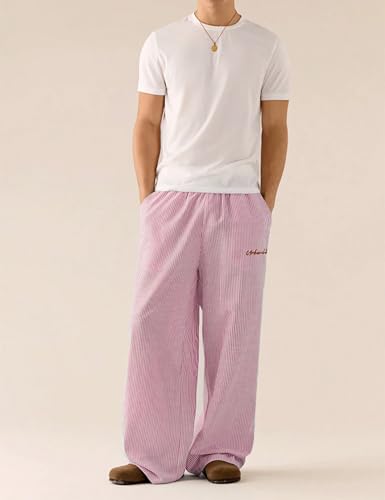 ZAFUL Men's Striped Baggy Pants Casual Lounge Loose Flare Graphic Wide Leg Long Pants wieh Pocket2