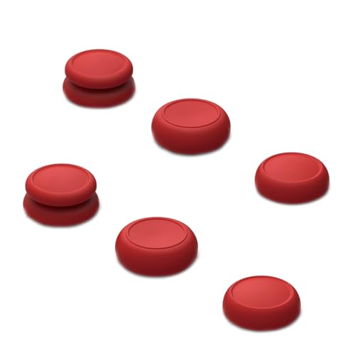 Image of Skull & Co. Skin, CQC and FPS Thumb Grip Set Joystick Cap Analog Stick Cap for Nintendo Switch Joy-Con Controller - Mario Red, 3 Pairs(6pcs)