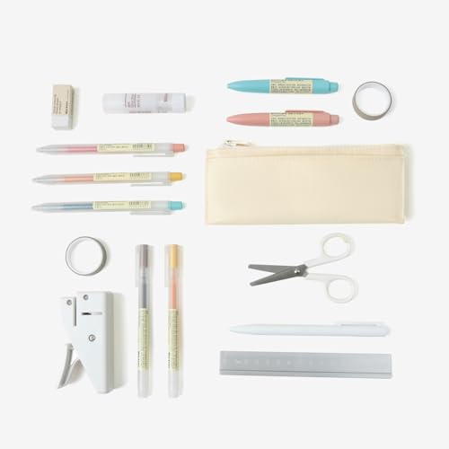 Image of Pencil Pouch for Teens School Office Supplies Pencil Case Cosmetic Bag Zipper (Cream)