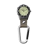 Dakota Backpacker, Clip Watch, Nylon Carabiner Strap, Outdoor Gifts for Men and Women, Use for Fishing, Hunting, Golf and More, Clip On Watch-Khaki