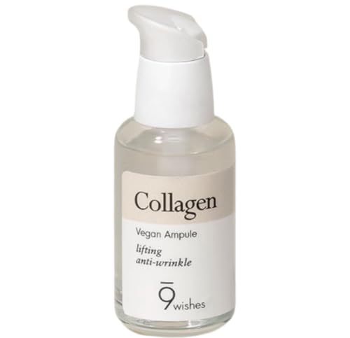 9wishes, Vegan Collagen Ampoule 30ml Lifting and Anti-Wrinkle, Hydrating & Moisturising Face Serum, Korean Skincare