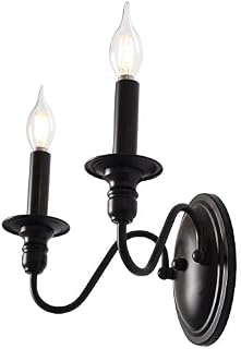 MRHYSWD Vintage Candle Wall Lights, 2-Light Bathroom Vanity Light, Industrial Wall Lights E14 Base Wall Sconces Indoor for Hallway Kitchen Bedroom Living Room Mirror