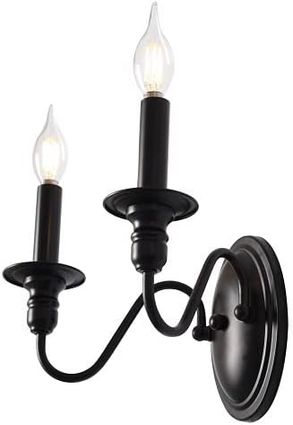 MRHYSWD Vintage Candle Wall Lights, 2-Light Bathroom Vanity Light, Industrial Wall Lights E14 Base Wall Sconces Indoor for Hallway Kitchen Bedroom Living Room Mirror