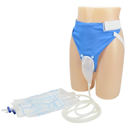 Urine Collection Bag Condom Catheters for Men Reusable Portable Wearable Urinary Drainage with 2 Urine Catheter Bag System (Blue-Elderly Men)
