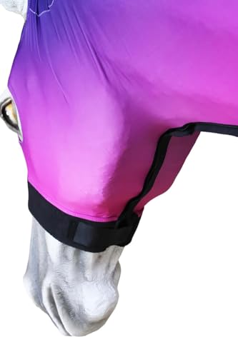 Image of Large Challenger Horse Comfort Stretch Sleazy Full Body Sheet with Neck - 4-Way Stretch Spandex Hood, Seamless Face Design - Berry Ombre 521MW13
