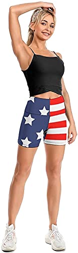 Women's Yoga Short High Waisted Usa Flag 4Th July Patriotic Shorts Cross Waist Workout Biker Running Sport Shorts Medium #TOP4