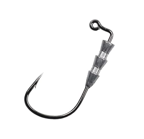KTGCOZS Pack of 40 2/0 Fishing Weighted Worm Hooks for Soft Plastics Lures Jig Head Hooks Swimbait Bass