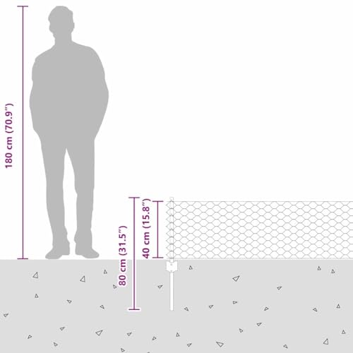 vidaXL Zaun mit Pfosten Silber 0,4 x 100 m Stahl, Verstellbare Außenumzäunung, moderner Gartenzaun, stabiler Raumteiler, vielseitige Sichtschutzlösung für Gärten