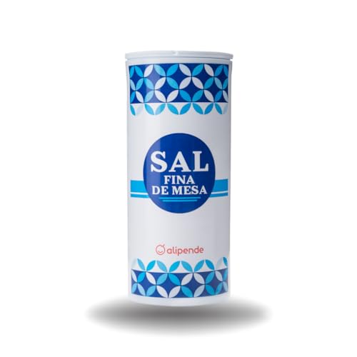 Alipende Sal Marina Refinada Fina de Mesa 250g - Salero Ergonómico de Grano Uniforme - Sal de Alta Pureza para Cocina y Mesa - Producida en España.