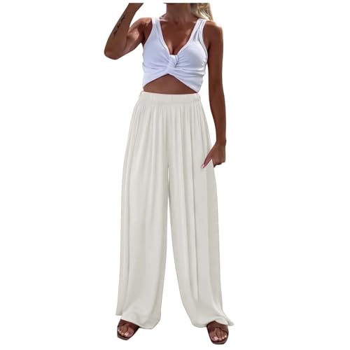 Otoño Mujeres De Moda Elástico Negocios Casual Pierna Ancha Pantalones Mujer Pantalones Casual Cintura Elástica, Caqui., M